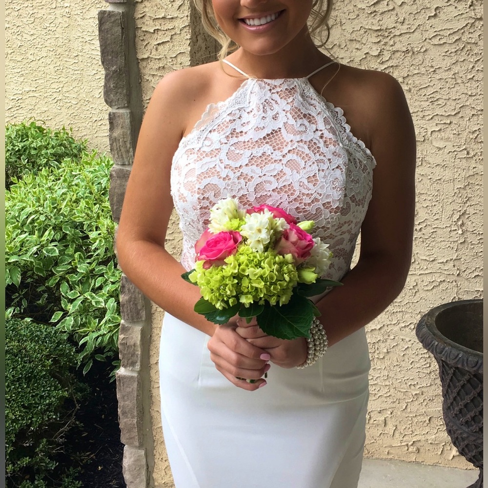 Revolve White Lace Gown